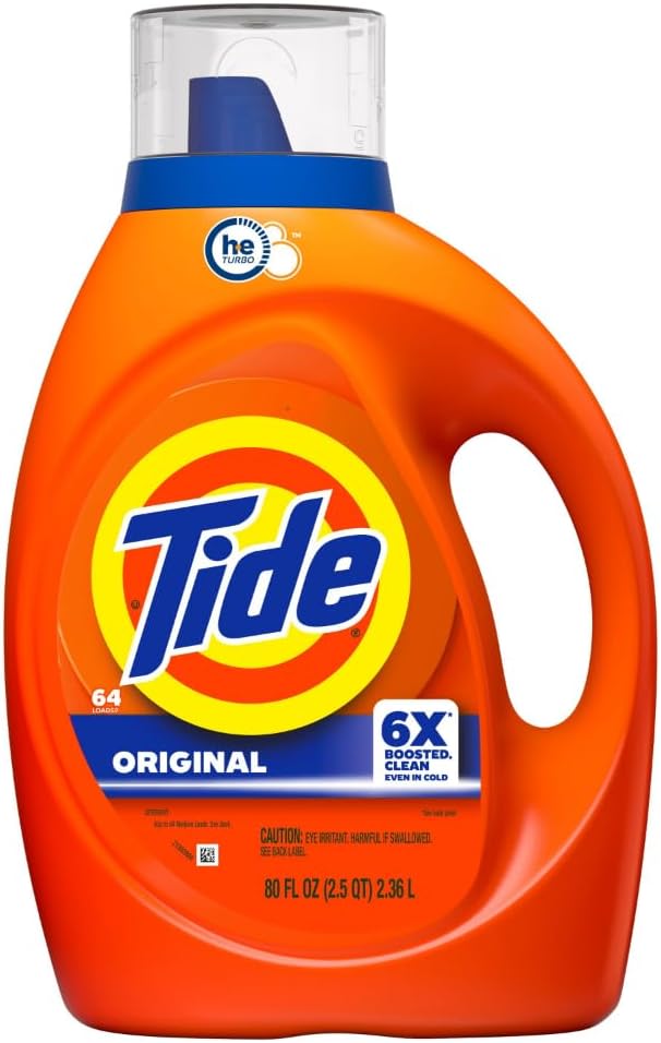 Tide Laundry Detergent Liquid. Original Scent. 64 Loads. 80 FL OZ. Works on 100% of Common Stains. Laundry Soap. Liquid Laundry Detergent