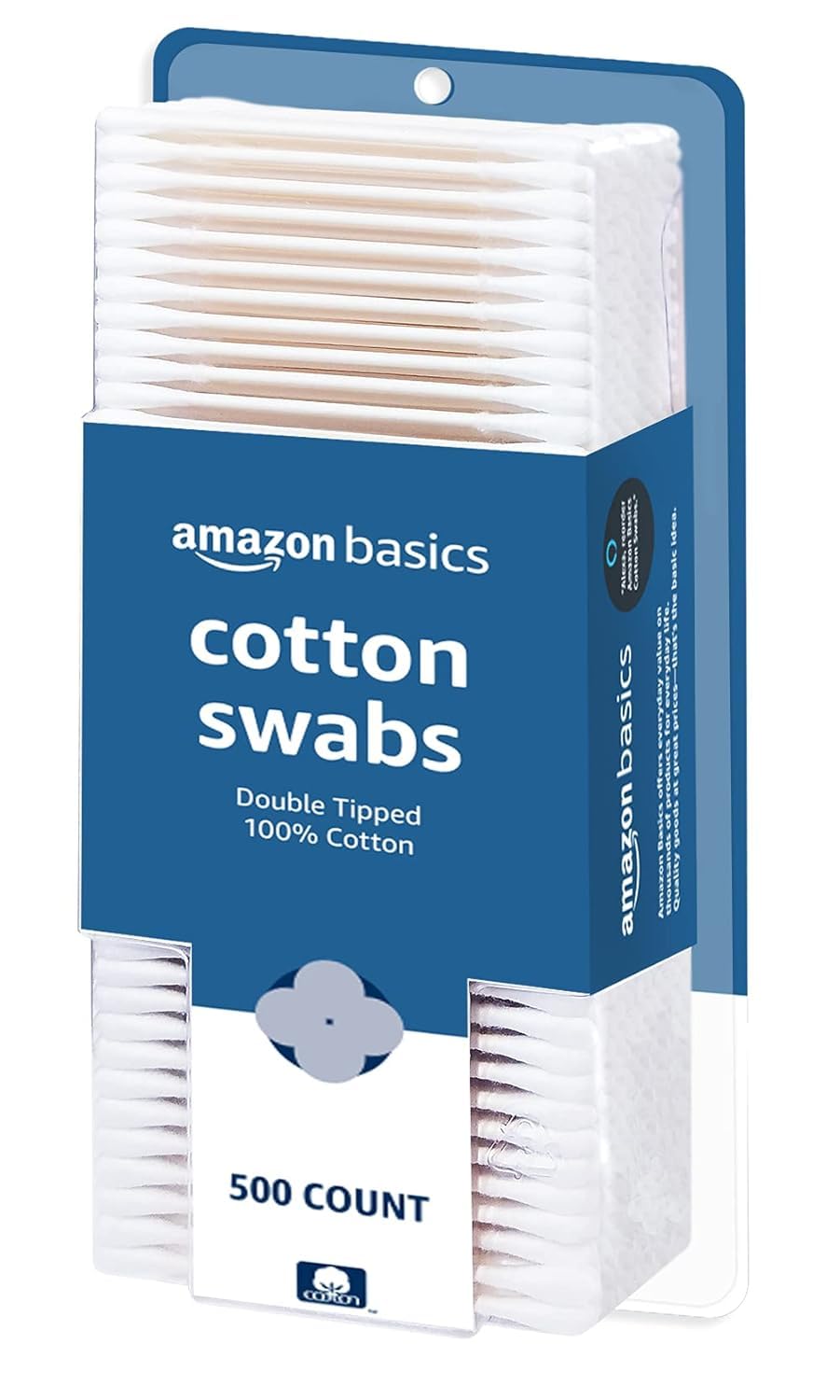 Amazon Basics Double-Tipped Cotton Swabs for Personal Hygiene and Baby Care. Cotton. Versatile. Baby Safe. 500 Count