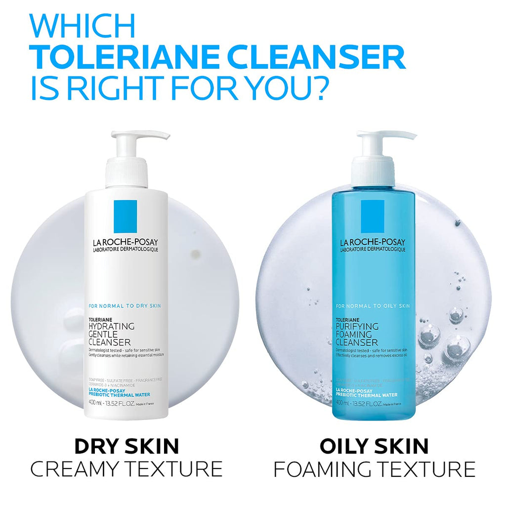 La Roche-Posay Toleriane Purifying Foaming Facial Cleanser. 13.52oz | Oil free face wash for sensitive skin with niacinamide and ceramides. Pore cleanser that won't dry out skin and is soap free.