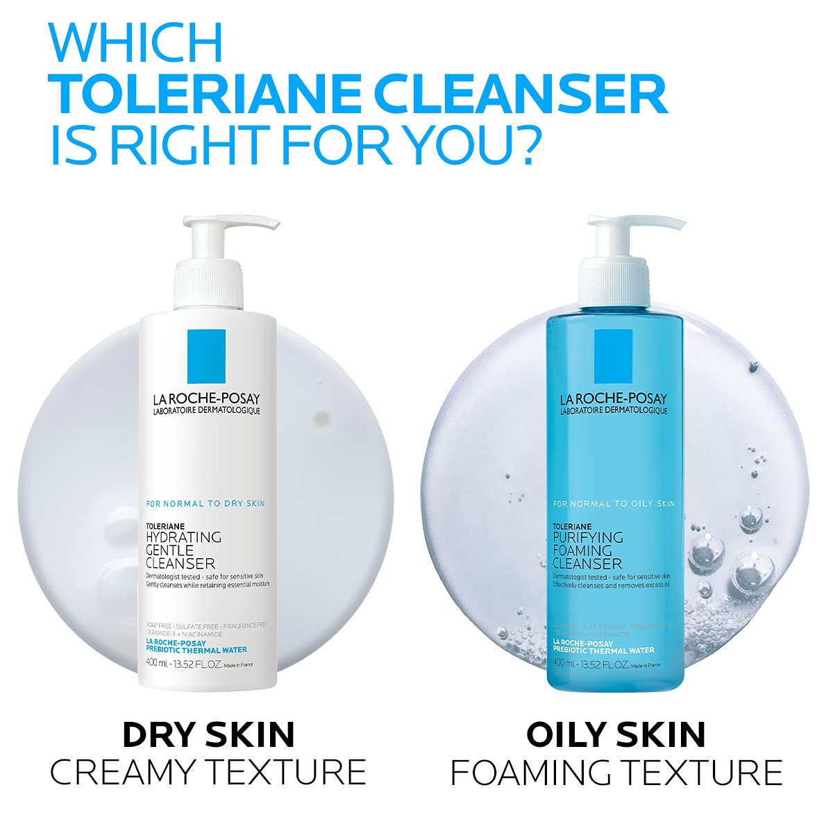 La Roche-Posay Toleriane Purifying Foaming Facial Cleanser. 13.52oz | Oil free face wash for sensitive skin with niacinamide and ceramides. Pore cleanser that won't dry out skin and is soap free.