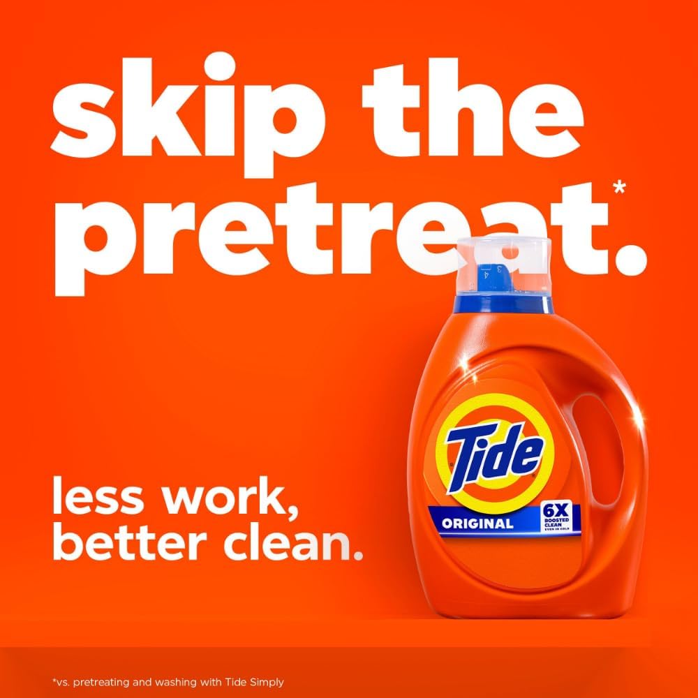 Tide Laundry Detergent Liquid. Original Scent. 64 Loads. 80 FL OZ. Works on 100% of Common Stains. Laundry Soap. Liquid Laundry Detergent