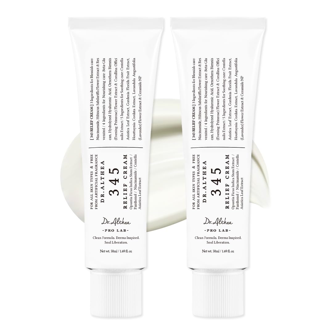 Dr.Althea 345 Relief Cream. 1.69 Fl Oz (Ver.2 - Pack of 1) | PDRN & Hyaluronic Acid for Instant Hydration. Blemish. Post-Acne Vegan Face Moisturizer with Centella. Non-comedogenic