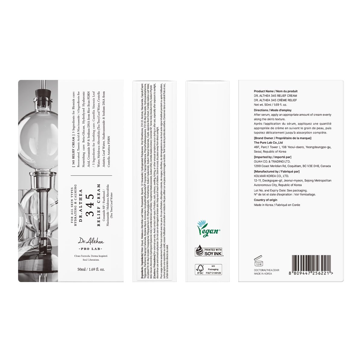 Dr.Althea 345 Relief Cream. 1.69 Fl Oz (Ver.2 - Pack of 1) | PDRN & Hyaluronic Acid for Instant Hydration. Blemish. Post-Acne Vegan Face Moisturizer with Centella. Non-comedogenic