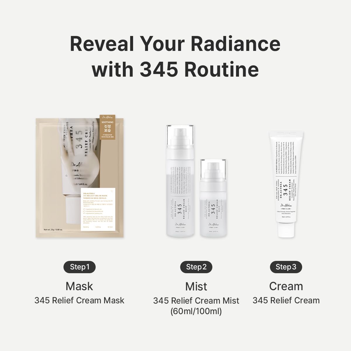 Dr.Althea 345 Relief Cream. 1.69 Fl Oz (Ver.2 - Pack of 1) | PDRN & Hyaluronic Acid for Instant Hydration. Blemish. Post-Acne Vegan Face Moisturizer with Centella. Non-comedogenic