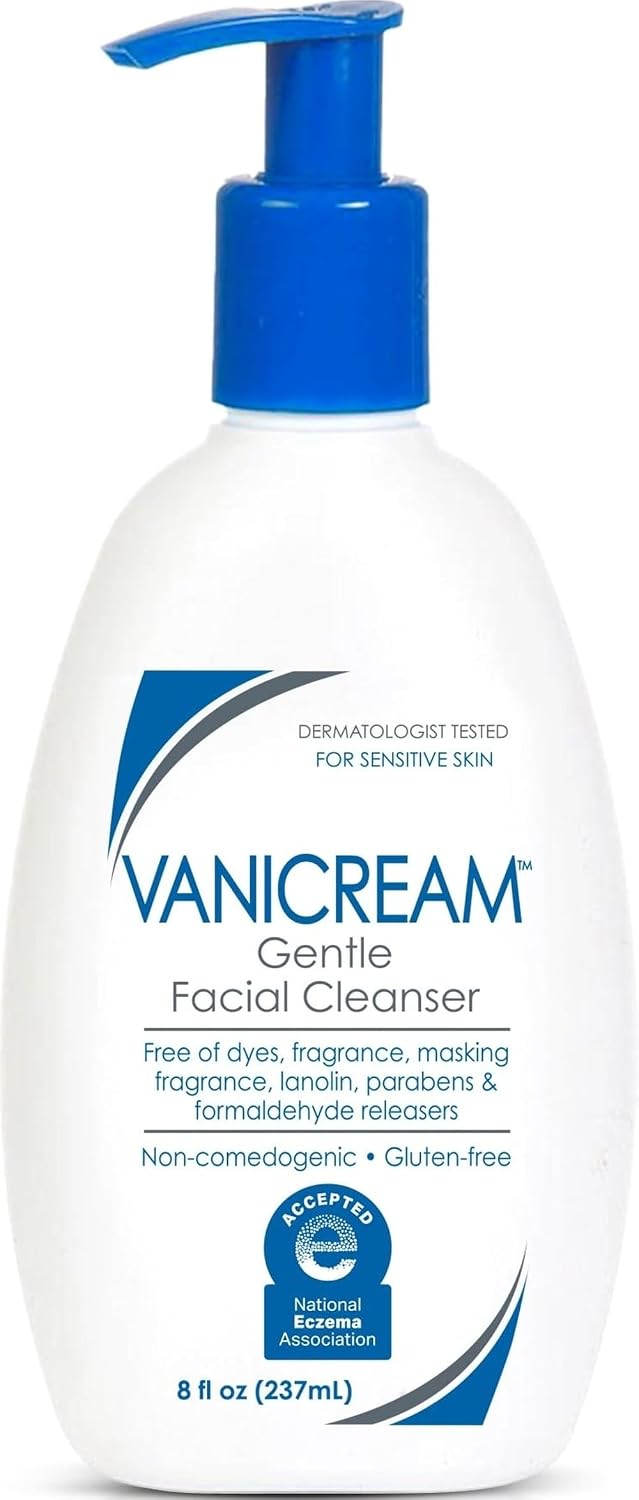 Vanicream Gentle Facial Cleaner. pH-Balanced Face Wash. 8 Fl Oz | Formulated without Common Irritants for Sensitive Skin. Removes Makeup. Dirt and Excess Oils. Non-Comedogenic