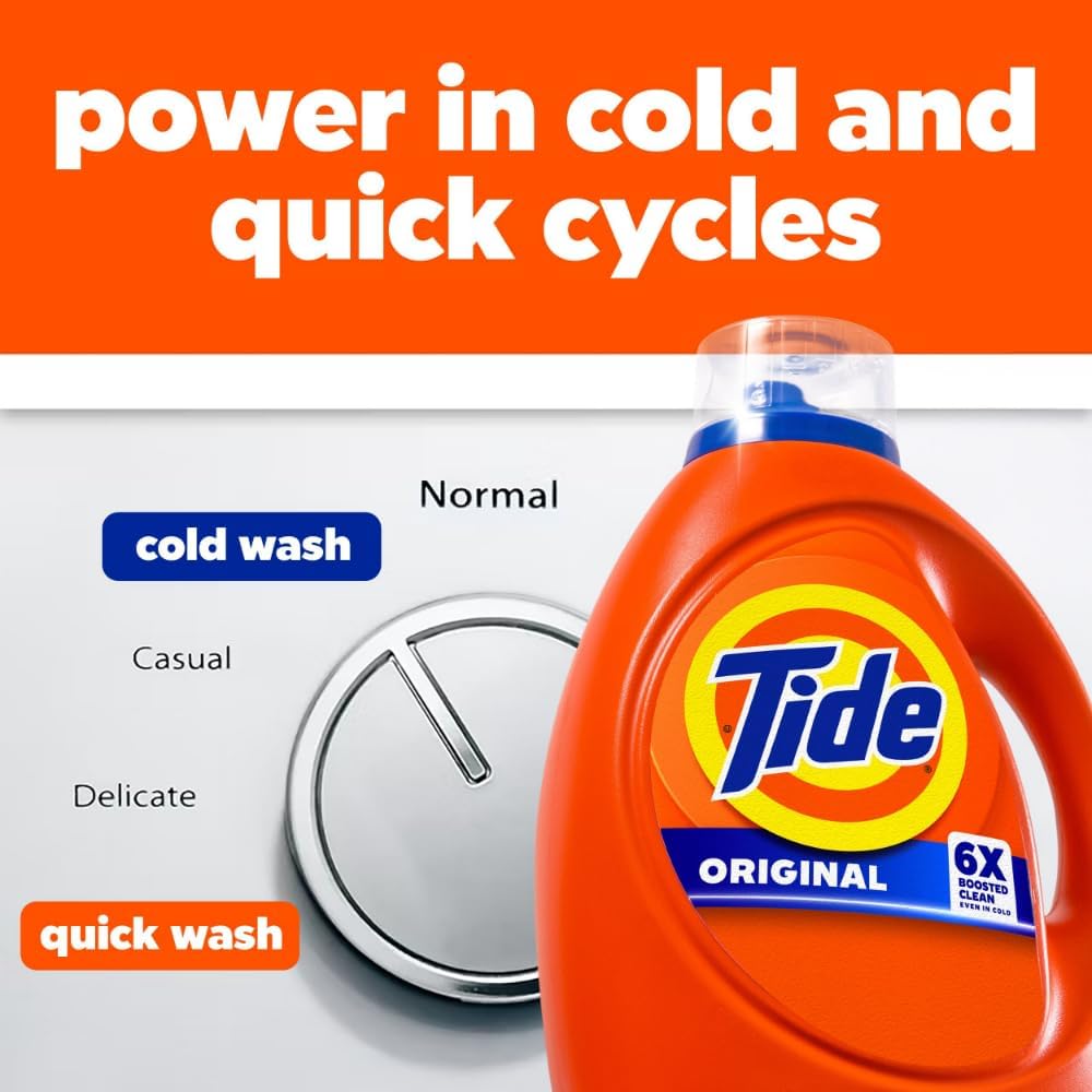 Tide Laundry Detergent Liquid. Original Scent. 64 Loads. 80 FL OZ. Works on 100% of Common Stains. Laundry Soap. Liquid Laundry Detergent