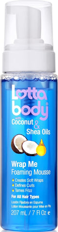 Lottabody Wrap Me Foaming Mousse with Coconut & Shea Oils. Lightweight Moisture-Rich Curl-Defining & Frizz-Control Styling Mousse for Natural Curly. Coily & Relaxed Hair. 7 oz