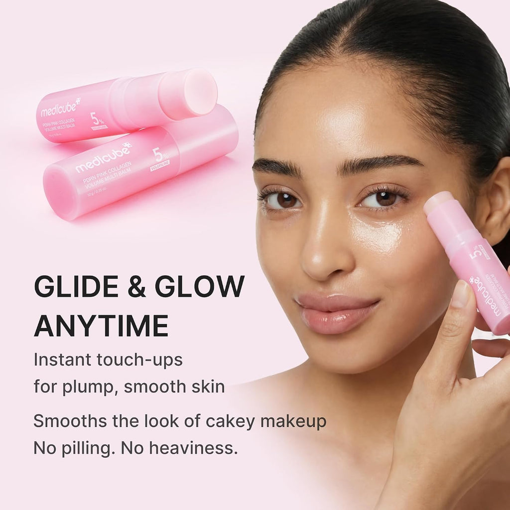 medicube PDRN Pink Collagen Volume Multi Balm Stick - Face & Body Balm | Volufiline. PDRN. NAD. Collagen - Under-Eyes. Neck. Forehead. Smile Lines. Lips. Plumping & Radiance for Line Care. K-Beauty