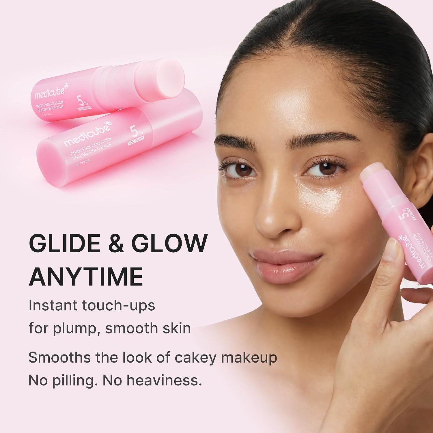 medicube PDRN Pink Collagen Volume Multi Balm Stick - Face & Body Balm | Volufiline. PDRN. NAD. Collagen - Under-Eyes. Neck. Forehead. Smile Lines. Lips. Plumping & Radiance for Line Care. K-Beauty