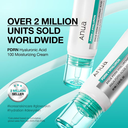 Anua PDRN Hyaluronic Acid 100 Moisturizing Cream. 2.02 fl oz | Lightweight. Non-Greasy Hydrating Face Moisturizer with Salmon DNA for Glass Skin. Korean Skincare