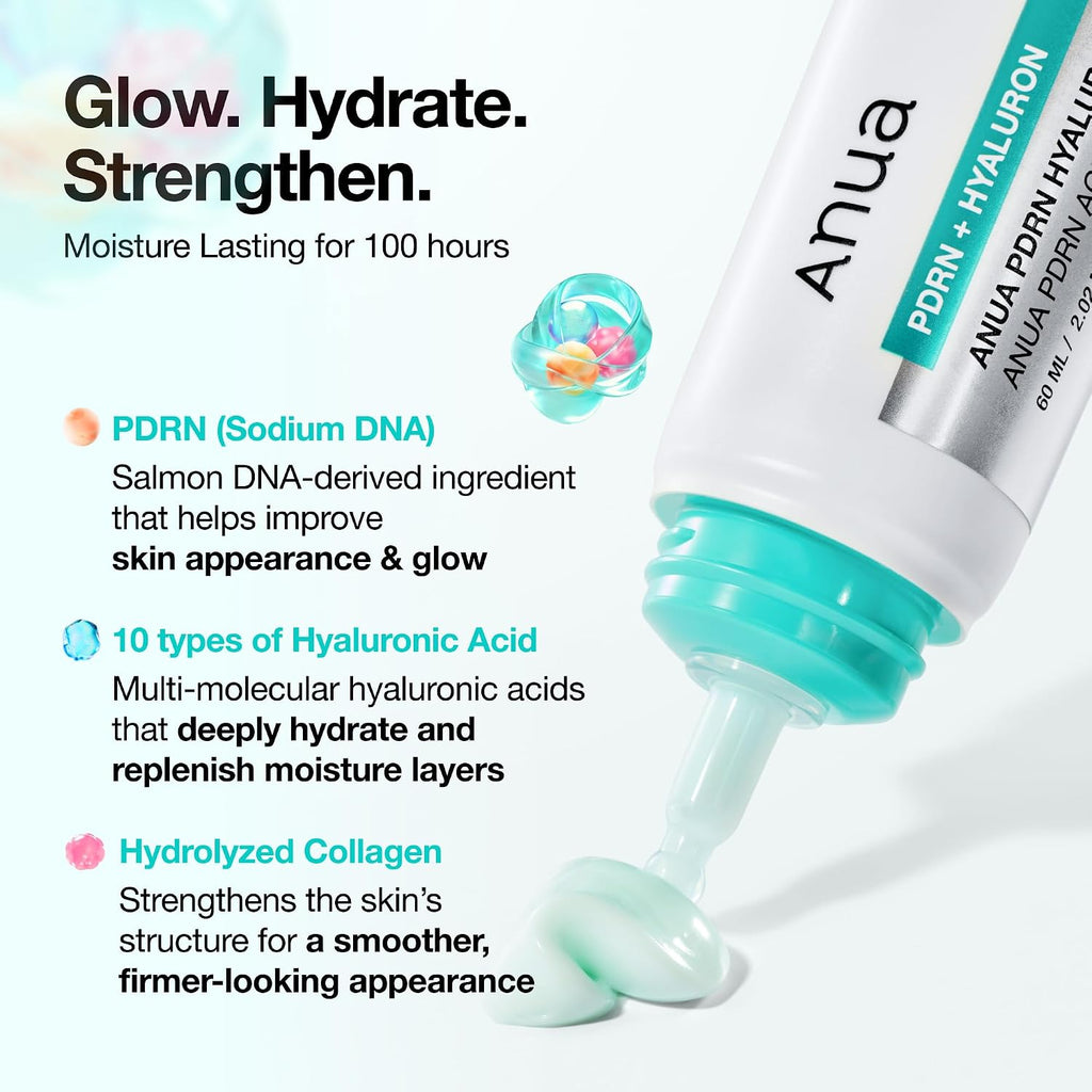 Anua PDRN Hyaluronic Acid 100 Moisturizing Cream. 2.02 fl oz | Lightweight. Non-Greasy Hydrating Face Moisturizer with Salmon DNA for Glass Skin. Korean Skincare