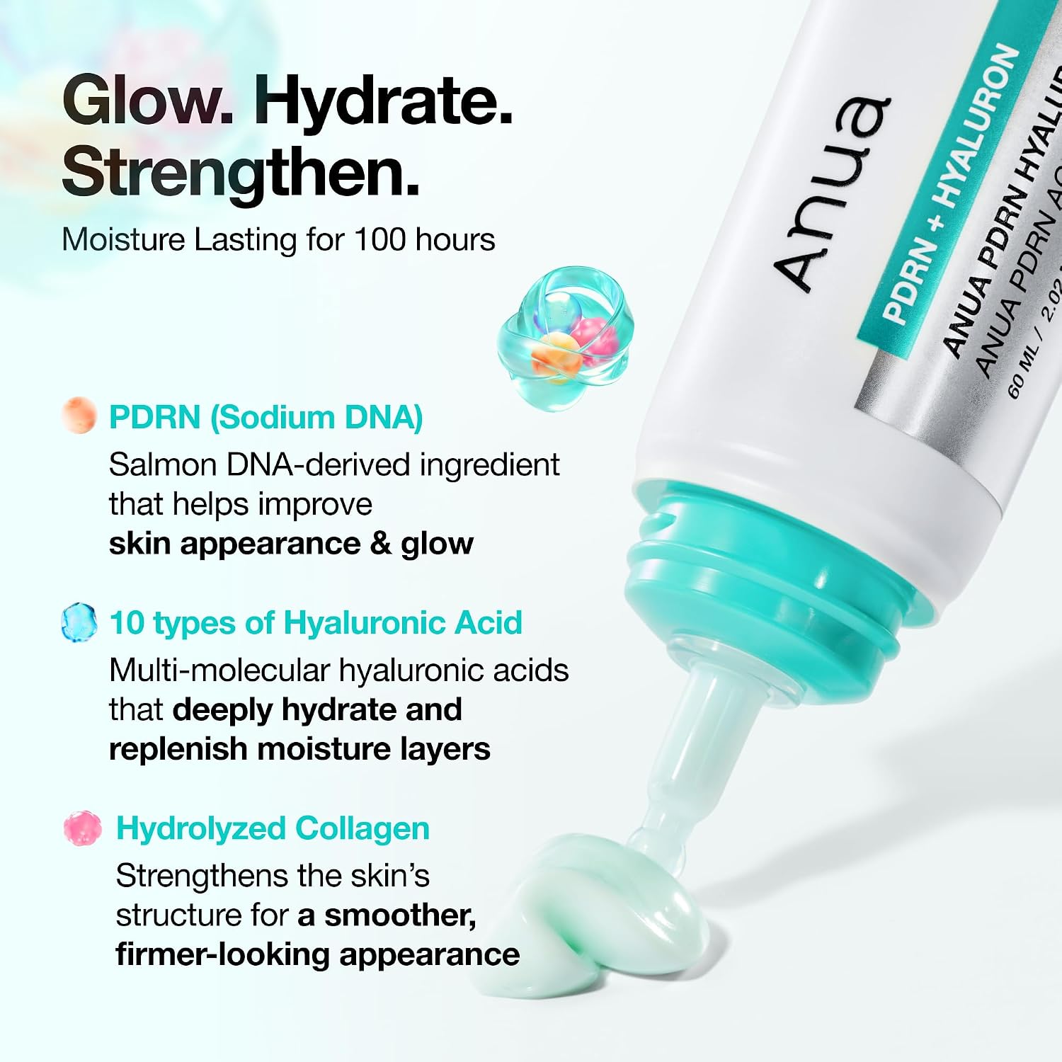 Anua PDRN Hyaluronic Acid 100 Moisturizing Cream. 2.02 fl oz | Lightweight. Non-Greasy Hydrating Face Moisturizer with Salmon DNA for Glass Skin. Korean Skincare