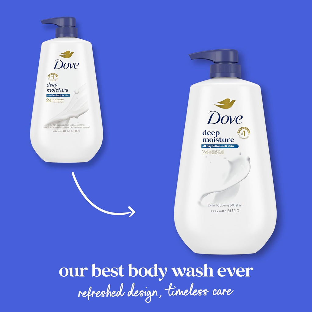 Dove Body Wash Body Wash Deep Moisture 30.6 oz Pump. Sulfate Free | Dove Deep Moisture Body Wash hydrates dry skin for 24 hours with a sulfate-free formula and MicroMoisture technology.