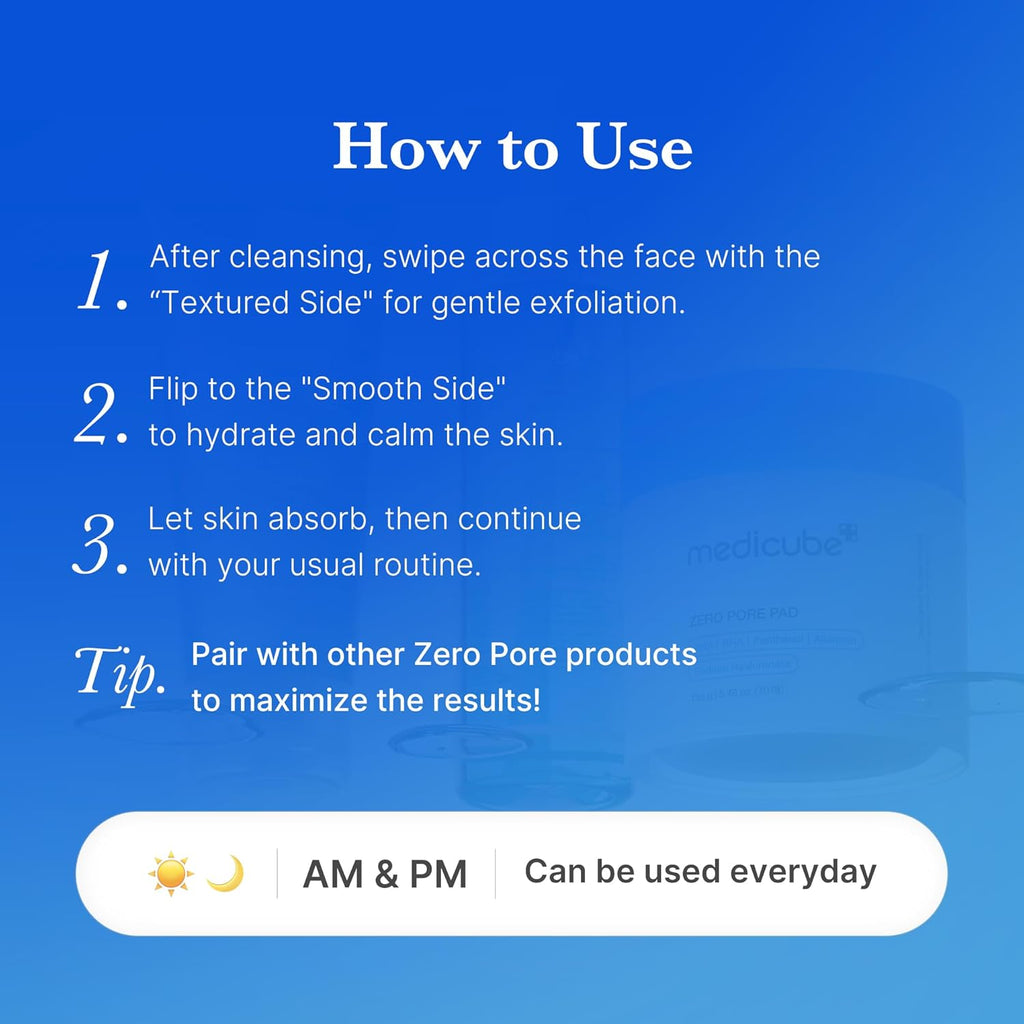 medicube Toner Pads Zero Pore Pad 2.0 for Exfoliation and Pore Care | Dual-Textured Facial Pad with 4.5% AHA Lactic Acid. 0.45% BHA Salicylic Acid - For All. Korean Skin Care. 70 Pads. 1 Pack