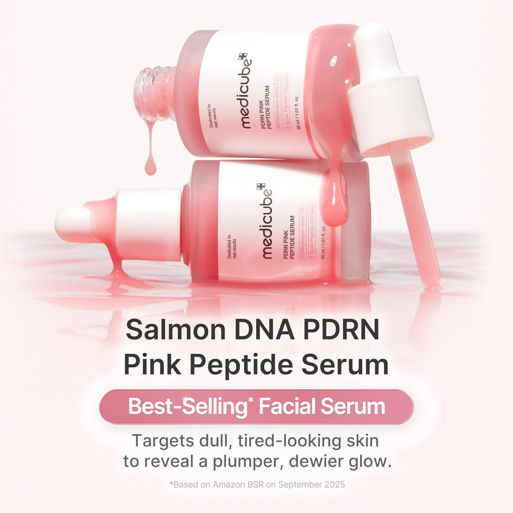 medicube PDRN Pink Peptide Serum with Salmon DNA | Pink Glow Serum - Peptides & Niacinamide for Hydration & Firm-Looking Skin. Uneven Tone Care. Korean Skincare. 1.01 fl. Oz