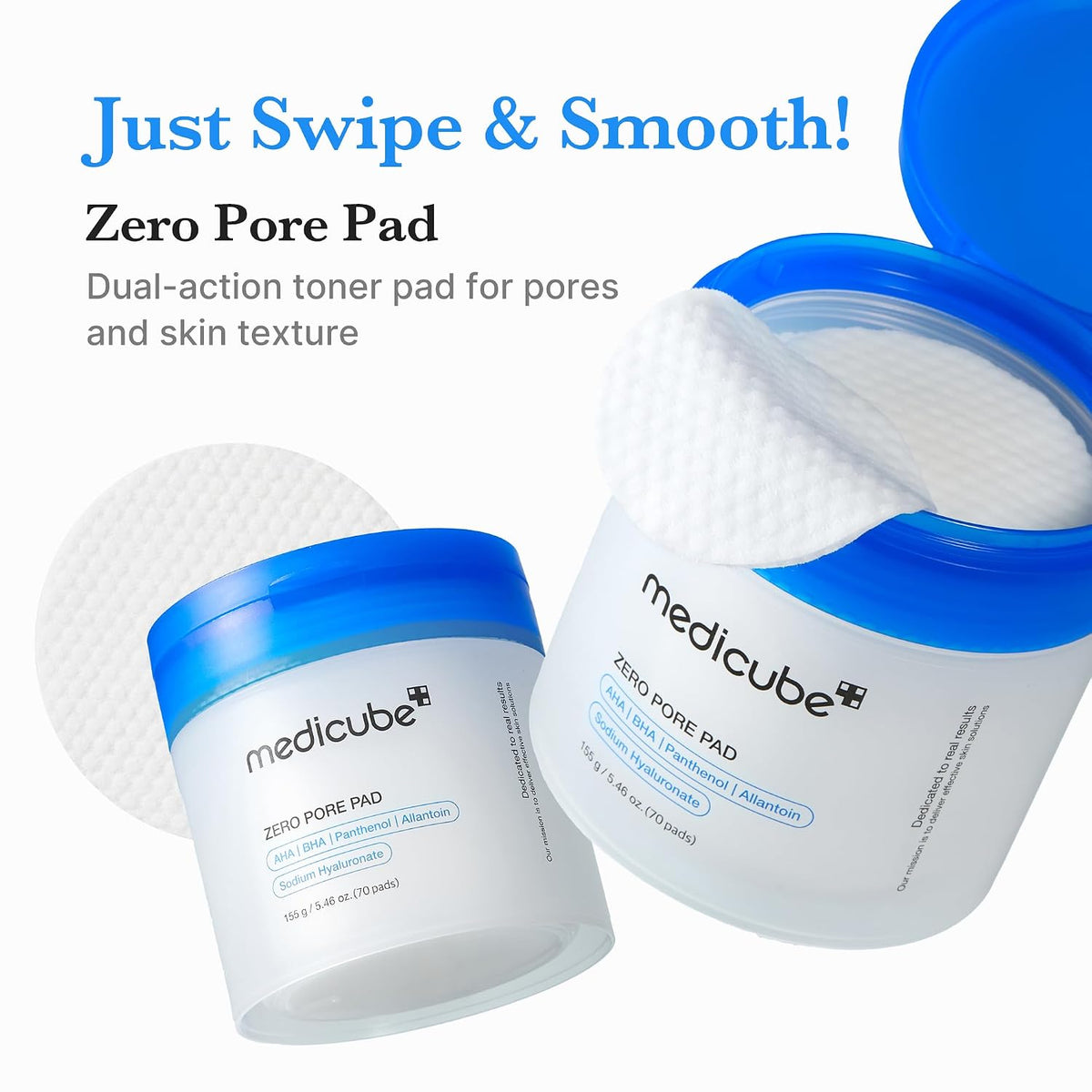 medicube Toner Pads Zero Pore Pad 2.0 for Exfoliation and Pore Care | Dual-Textured Facial Pad with 4.5% AHA Lactic Acid. 0.45% BHA Salicylic Acid - For All. Korean Skin Care. 70 Pads. 1 Pack