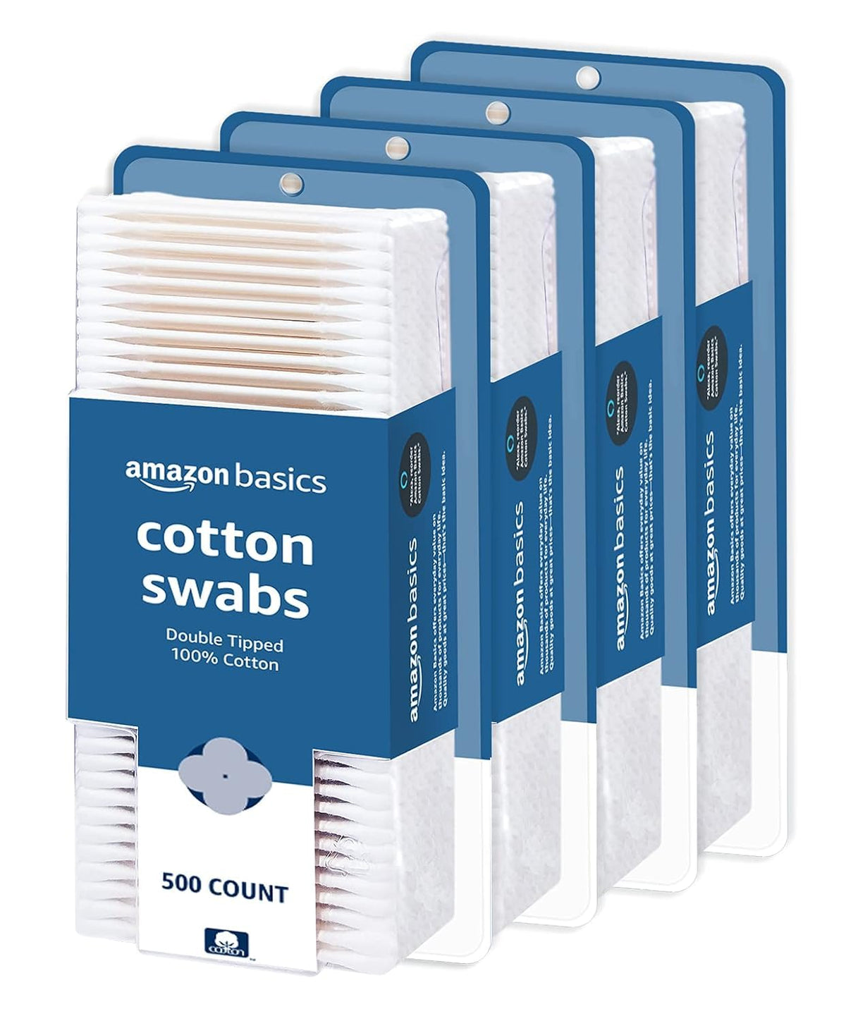 Amazon Basics Double-Tipped Cotton Swabs for Personal Hygiene and Baby Care. Cotton. Versatile. Baby Safe. 500 Count