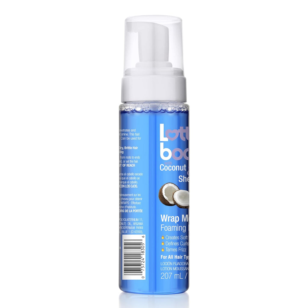 Lottabody Wrap Me Foaming Mousse with Coconut & Shea Oils. Lightweight Moisture-Rich Curl-Defining & Frizz-Control Styling Mousse for Natural Curly. Coily & Relaxed Hair. 7 oz