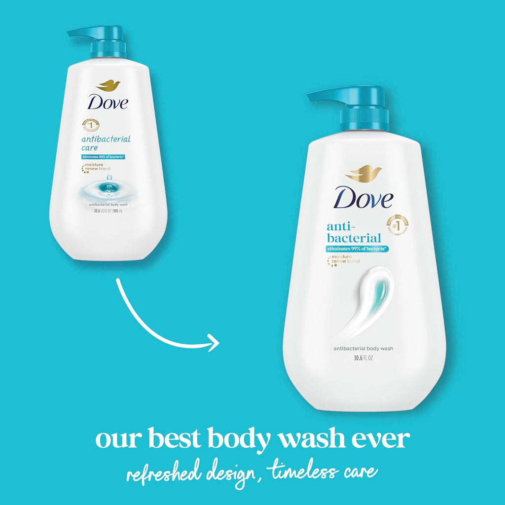 Dove Body Wash Antibacterial For All Skin Types 30.6 oz Pump. Sulfate Free | Dove Antibacterial Body Wash eliminates 99% of bacteria while nourishing skin with a sulfate-free formula