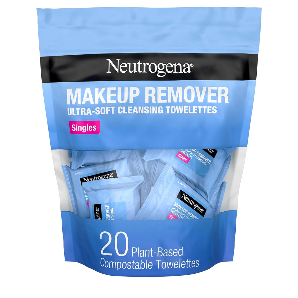 Neutrogena Makeup Remover Towelettes. Daily Single Face Towelettes. 20 Ct | Makeup Remover. Makeup Removing Cleansing Wipes. Suitable for Dirt & Oil Removal. Alcohol-Free
