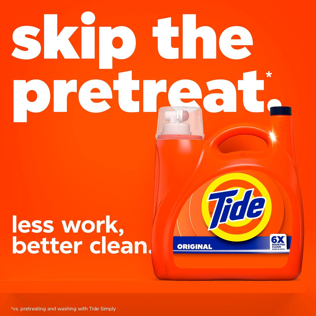 Tide Liquid Laundry Detergent. Original Scent. 125 fl oz. 100 Loads. Boosted Clean Even in Cold Water with Concentrated Washing Soap