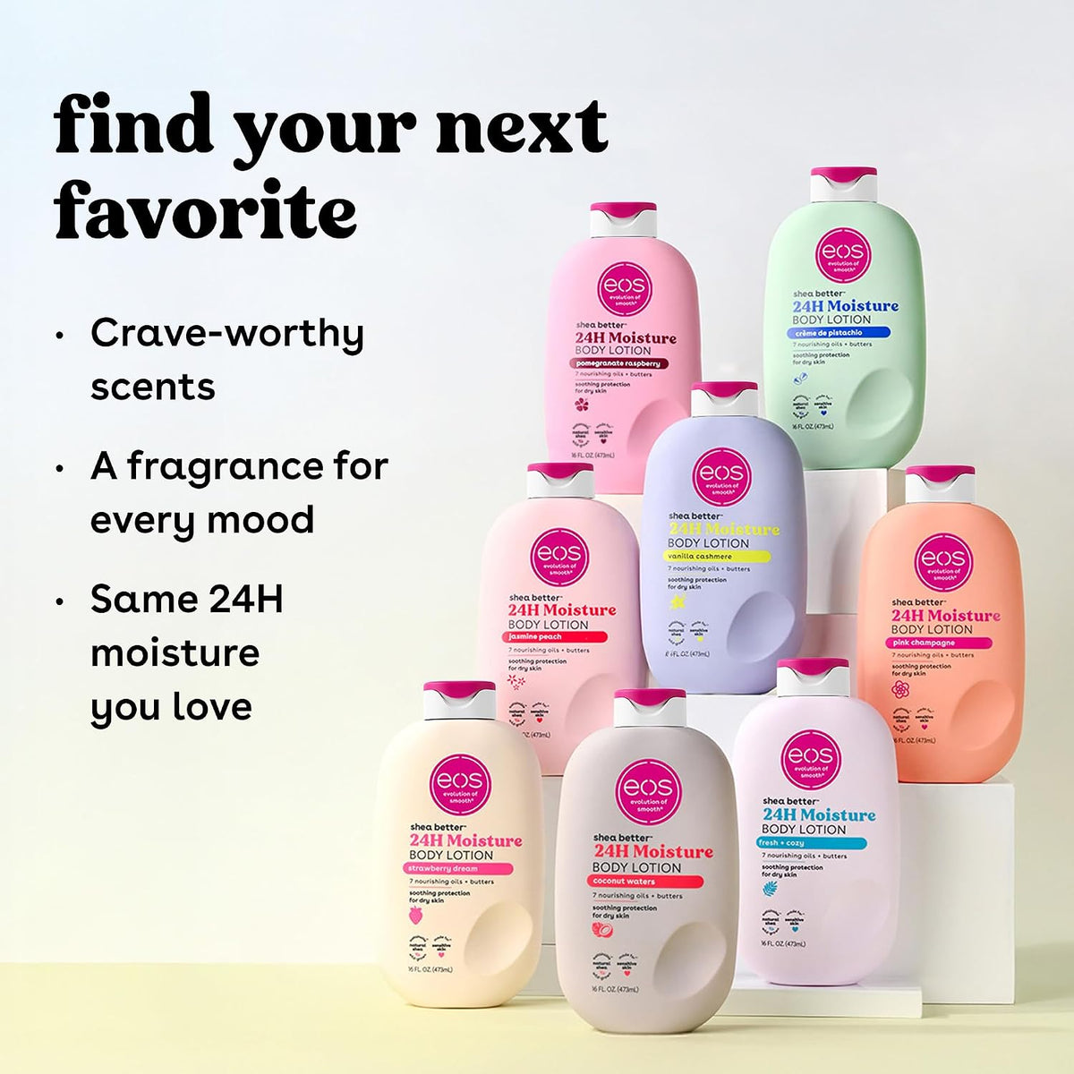 eos Shea Better Body Lotion- Vanilla Cashmere. 24-Hour Moisture. 16 fl oz