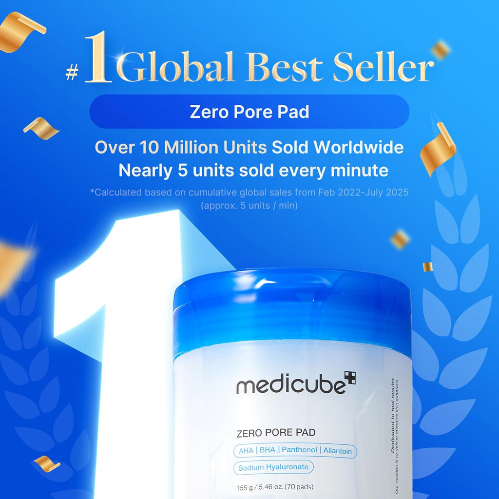 medicube Toner Pads Zero Pore Pad 2.0 for Exfoliation and Pore Care | Dual-Textured Facial Pad with 4.5% AHA Lactic Acid. 0.45% BHA Salicylic Acid - For All. Korean Skin Care. 70 Pads. 1 Pack