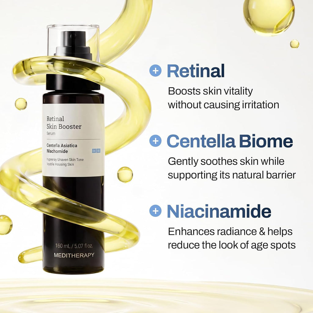 MEDITHERAPY Retinal Skin Booster Serum 5.07 fl oz | Retinaldehyde. Niacinamide. Cica | Korean Hydrating Face & Body Serum for Dull. Uneven Skin. All Skin Types. K-Beauty