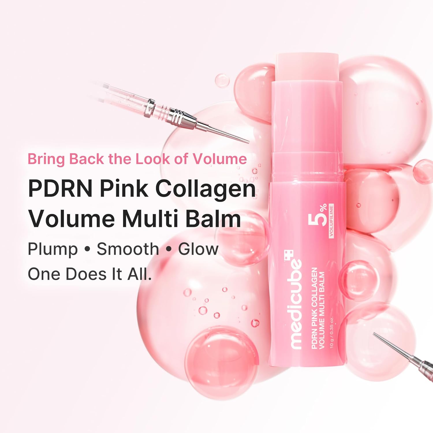 medicube PDRN Pink Collagen Volume Multi Balm Stick - Face & Body Balm | Volufiline. PDRN. NAD. Collagen - Under-Eyes. Neck. Forehead. Smile Lines. Lips. Plumping & Radiance for Line Care. K-Beauty