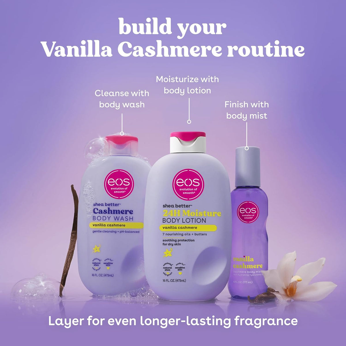 eos Shea Better Body Lotion- Vanilla Cashmere. 24-Hour Moisture. 16 fl oz