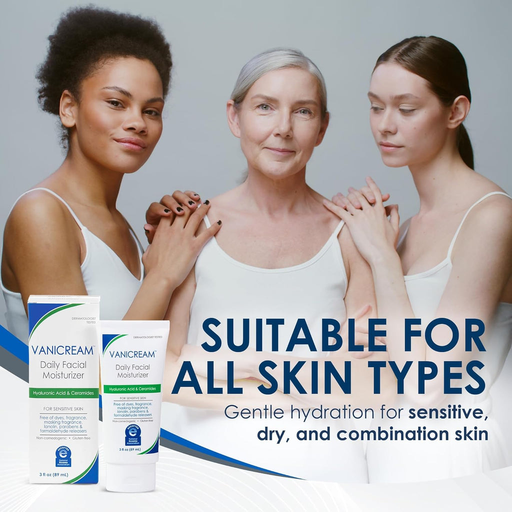 Vanicream Daily Facial Moisturizer. Lightweight. Non-Greasy. 3 Fl Oz | Formulated Without Common Irritants for Sensitive Skin. Moisturizing Face Cream with 5 Key Cermides and Hyaluronic Acid