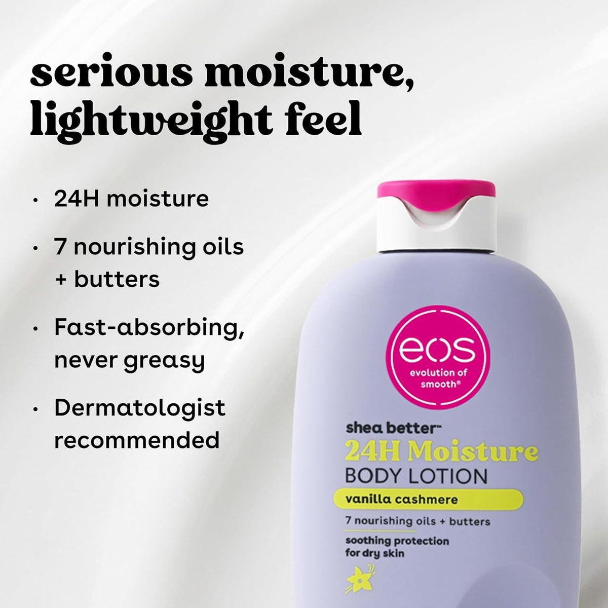 eos Shea Better Body Lotion- Vanilla Cashmere. 24-Hour Moisture. 16 fl oz