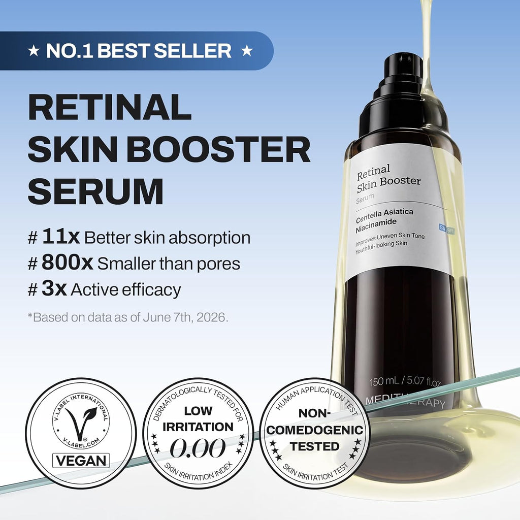 MEDITHERAPY Retinal Skin Booster Serum 5.07 fl oz | Retinaldehyde. Niacinamide. Cica | Korean Hydrating Face & Body Serum for Dull. Uneven Skin. All Skin Types. K-Beauty