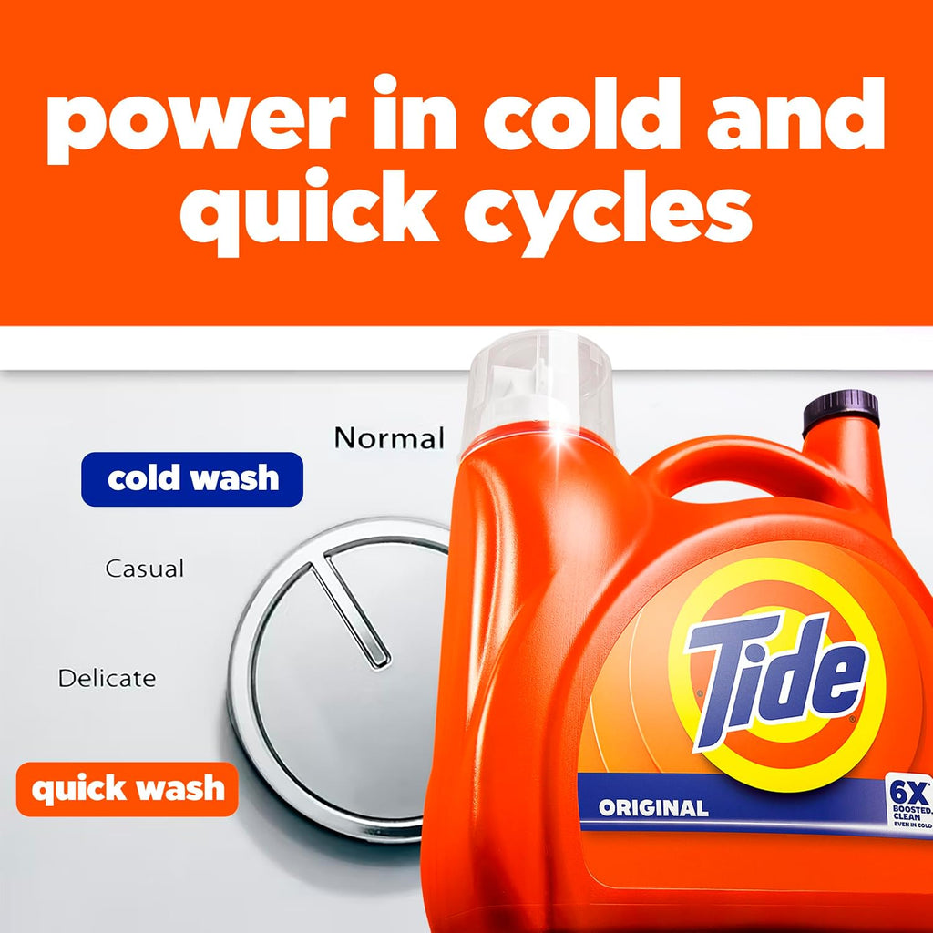 Tide Liquid Laundry Detergent. Original Scent. 125 fl oz. 100 Loads. Boosted Clean Even in Cold Water with Concentrated Washing Soap