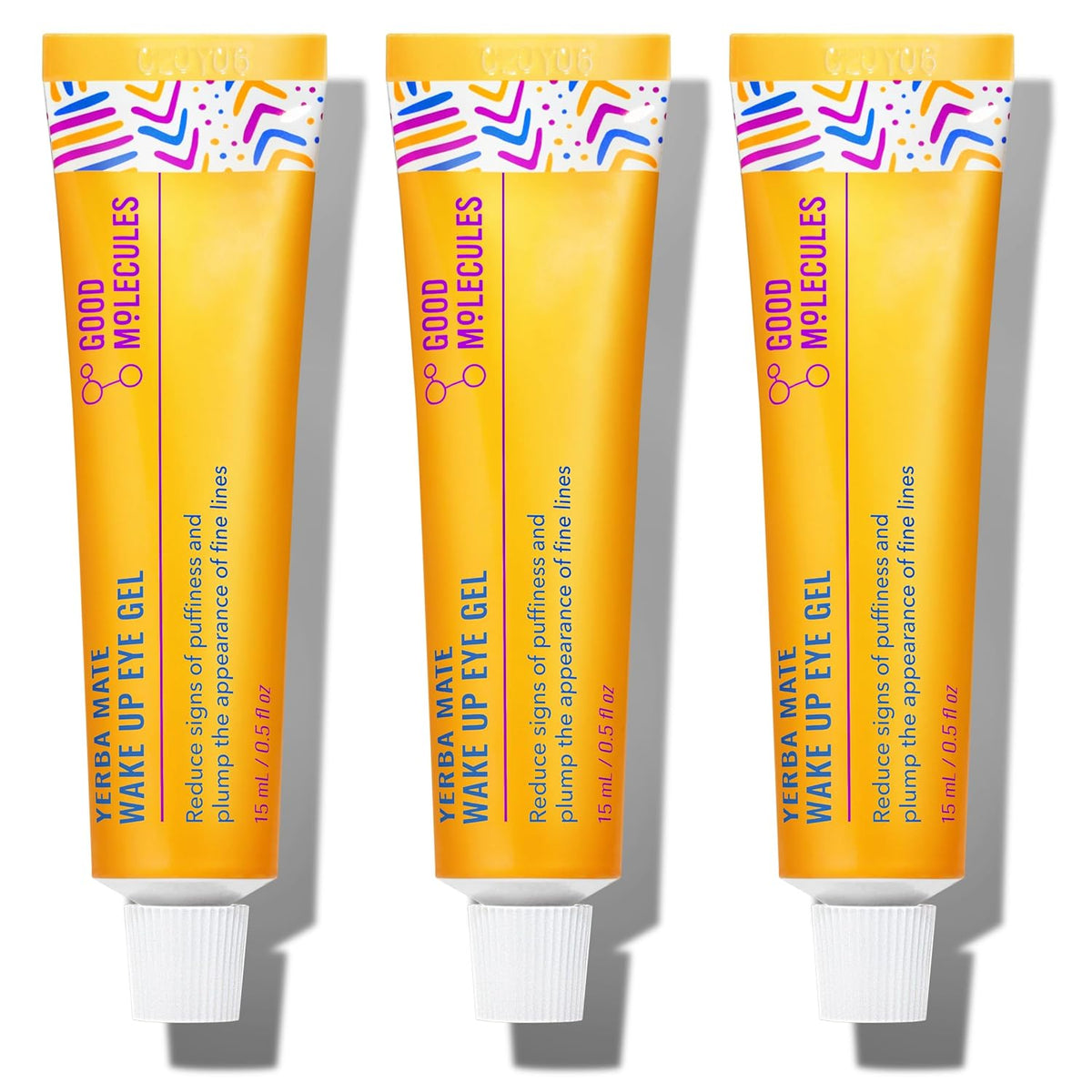 Good Molecules Yerba Mate Wake Up Eye Gel. Caffeine Under Eye Cream. 15 ml | Refreshes and hydrates tired under eyes with caffeine. Helps improve the look of puffiness. under eye bags. and fine lines.