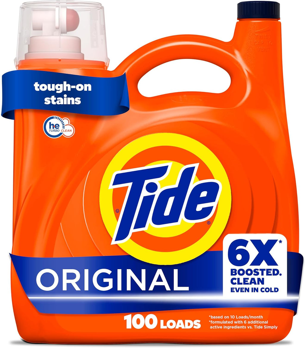 Tide Liquid Laundry Detergent. Original Scent. 125 fl oz. 100 Loads. Boosted Clean Even in Cold Water with Concentrated Washing Soap
