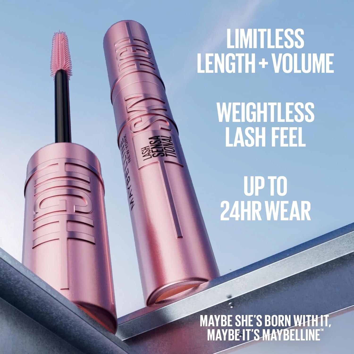 Maybelline Lash Sensational Sky High Washable Mascara Makeup. Volumizing. Lengthening. Defining. Curling. Multiplying. Buildable Formula. Blackest Black. 1 Count