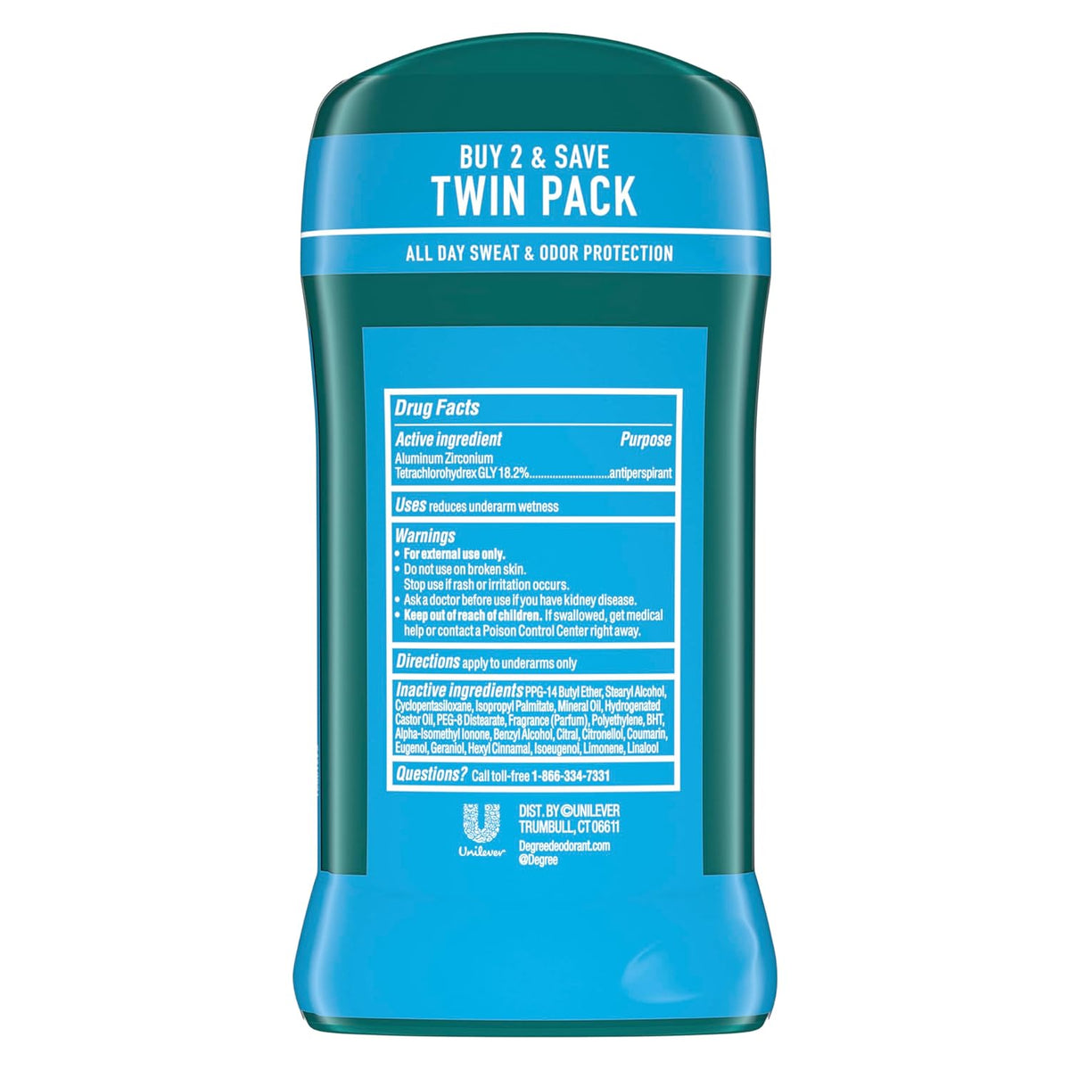 Degree Men Original Antiperspirant Cool Rush Twin Pack Sweat 2 Pack 2.7 oz | 48-Hour Sweat & Odor Protection for Men