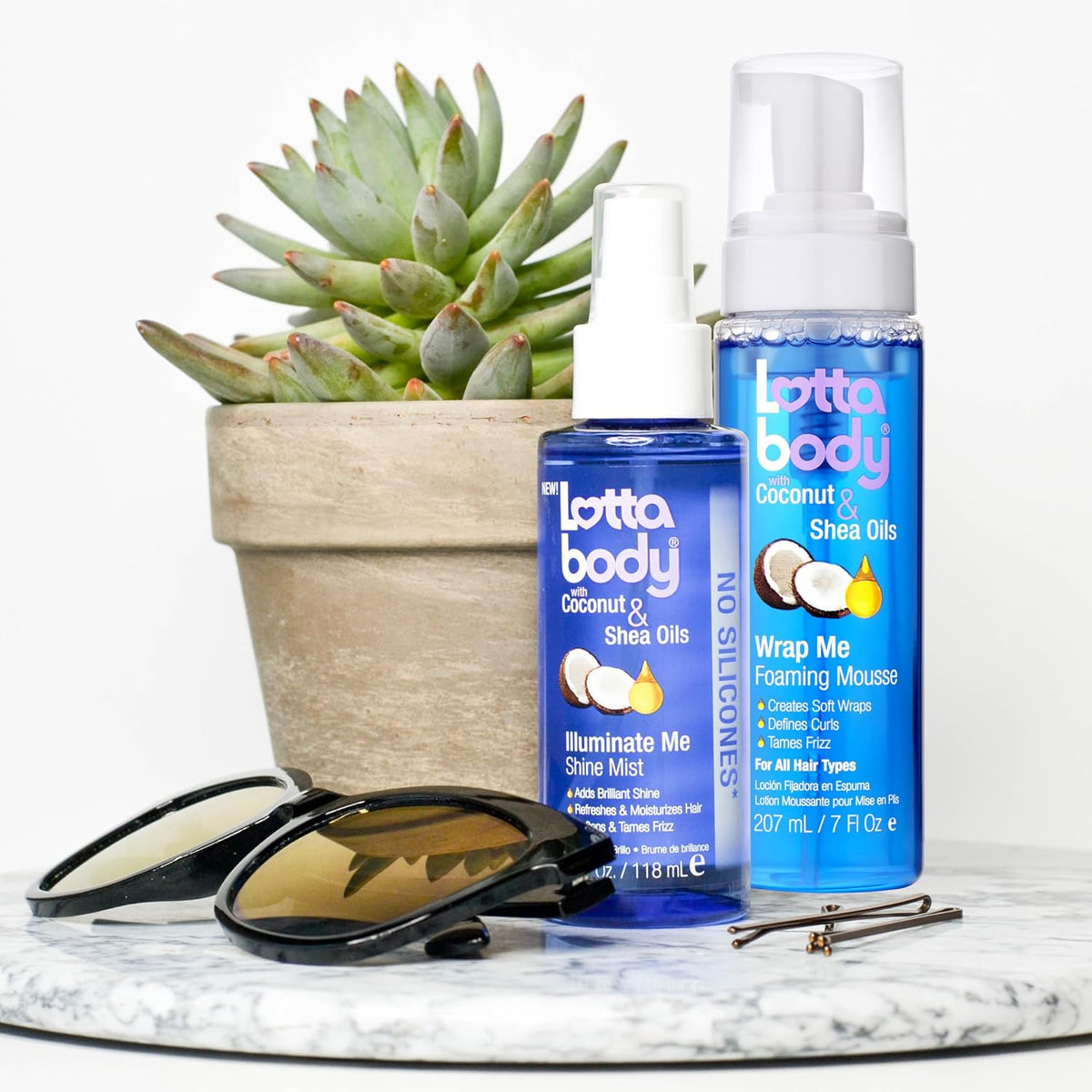 Lottabody Wrap Me Foaming Mousse with Coconut & Shea Oils. Lightweight Moisture-Rich Curl-Defining & Frizz-Control Styling Mousse for Natural Curly. Coily & Relaxed Hair. 7 oz