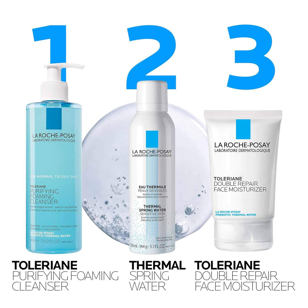 La Roche-Posay Toleriane Purifying Foaming Facial Cleanser. 13.52oz | Oil free face wash for sensitive skin with niacinamide and ceramides. Pore cleanser that won't dry out skin and is soap free.