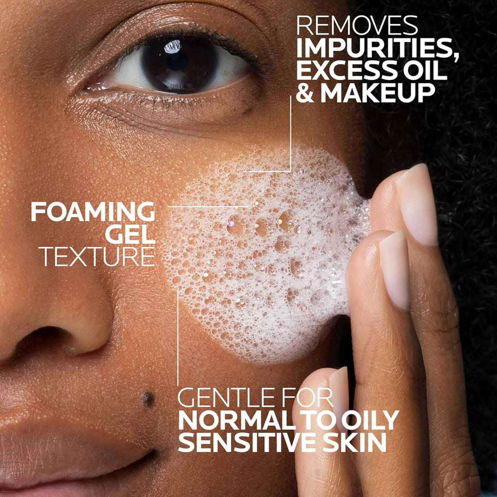 La Roche-Posay Toleriane Purifying Foaming Facial Cleanser. 13.52oz | Oil free face wash for sensitive skin with niacinamide and ceramides. Pore cleanser that won't dry out skin and is soap free.