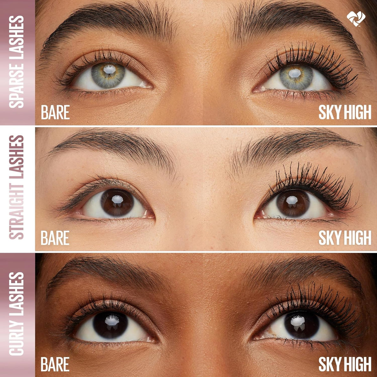 Maybelline Lash Sensational Sky High Washable Mascara Makeup. Volumizing. Lengthening. Defining. Curling. Multiplying. Buildable Formula. Blackest Black. 1 Count