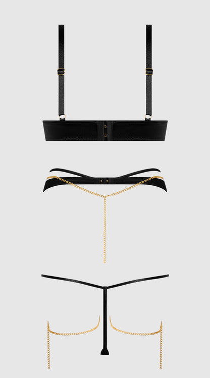 Evangeline Satin And Chain Bra Set