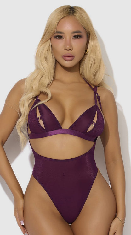 Plus Size Yasmine Shimmer Mesh Backless Teddy
